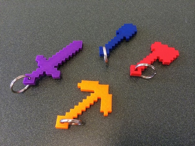 minecraft tools keychain hole scans replicas 3D print model - Mito3D