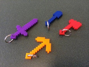 minecraft tools keychain hole scans replicas 3d print model - Mito3D