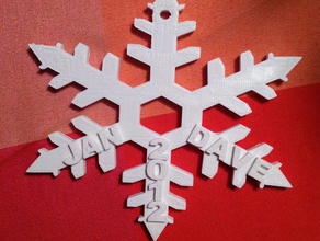 snowflake 2012 decor christmas decoration 3d print model - Mito3D