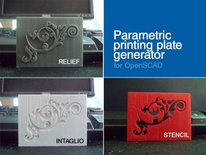 paramétrico de la placa impresión generador openscad art herramientas debossing en relieve intaglio el grabado alivio plantilla 3d print model - Mito3D