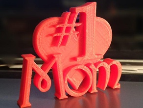 number one mom signs logos 1 heart love mothers day 3d print model - Mito3D