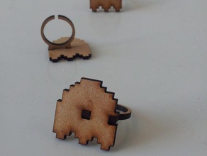 stinky ring rings 8 bit first attempt laser cutting mdf noob pacman 3d print model - Mito3D