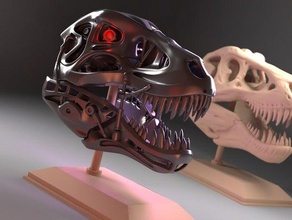 terminator rex model robotlar arneld kemik iç iskelet led kafatası t-800 t800 trex trexremix 3d print model - Mito3D