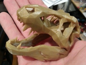 low poly t-rex crâne sculptures os dino dinosaure de la mâchoire faible polygone meshlab squelette trexremix 3d print model - Mito3D