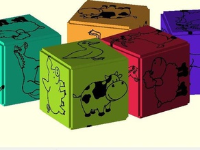 bilbycnc printober happy farm animal blocks dice 3d print model - Mito3D