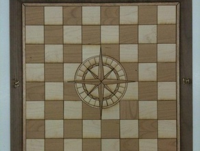 laser cut chess board compass rose inlay chessboard game lasercut cutter toy wood 3d print model - Mito3D
