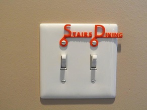 étiquette de la plaque d'interrupteur à 2 décor manger l'élimination famille le hall cuisine vie l'extérieur mur 3d print model - Mito3D