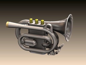 full size pocket cornet music brass mouthpiece trumpet 3d print model - Mito3D