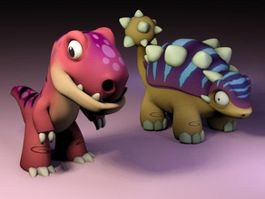 due dinosauri senza supporto 3d la stampa dr fluff 3d print model - Mito3D