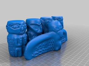 totem kit de 01 sculptures des indiens native american 3d print model - Mito3D