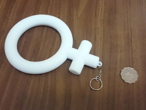 oversized female toilet keychain office household lost reminder sign useful 3d print model - Mito3D