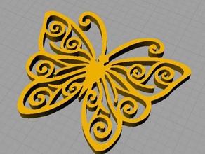 papillon mis à l'échelle 2d l'art 3d print model - Mito3D