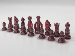 satranç klasik bir set sanat sanatsal bishop seti oyun Kral knight makerware modo süs süsler piyon kraliçe rook 3d print model - Mito3D