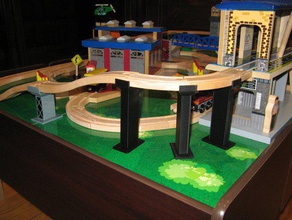 wooden train track support mechanical toys brio imaginarium openscad parametric thomas 3d print model - Mito3D