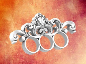 untitled three finger baroque ring rings 3d print model - Mito3D