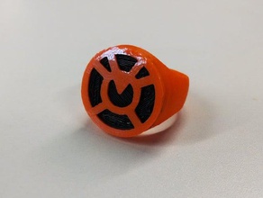 laranja anel de lanterna dupla extrusão anéis quadrinhos dc comics dualstrusion cores verde jóias logotipo o símbolo duas 3d print model - Mito3D
