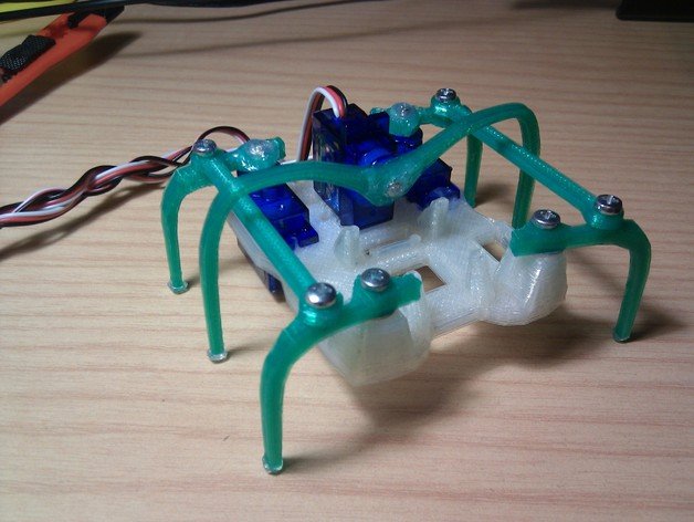 printed micro-hexapod plate code robotics arduino oscillators plastic valley printbot uam 3D print model - Mito3D