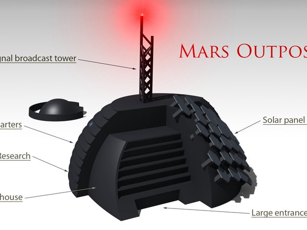 mars outpost 01 buildings structures makerbotmars space 3D print model - Mito3D