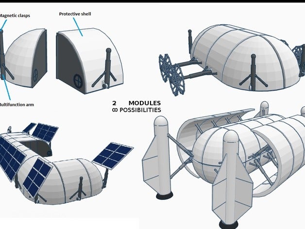 multifuncional marciano modules buildings structures base challenge cosmos diy edit exploration lander makerbotmars modular nasa rover space spaceexploration tinkercad vehicle vehiclediyedit 3D print model - Mito3D