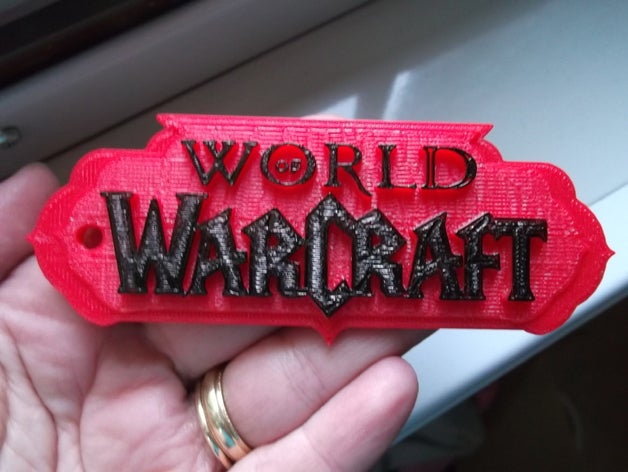 wow logo llavero llaveros mundo de warcraft 3D print model - Mito3D