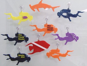 scuba ornaments 2d art bonaire dive diver fish shark 3d print model - Mito3D