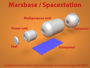 fully customizable marsbase spacestation physics astronomy 5 ares customized life makerbotmars nasa real ship solar 3d print model - Mito3D