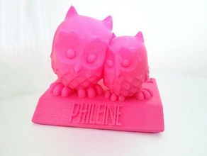 baby gift cuddling owls name plate decor 3d print model - Mito3D