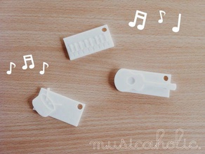 musicaholic keychain x nametag keychains keyring musical instrument name tag 3d print model - Mito3D