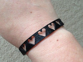 hearts bracelet ninjaflex bracelets flexible 3d print model - Mito3D