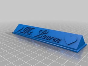 lauren name plate office desk gift heart household nametag test 3d print model - Mito3D