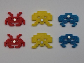 space invaders magneti piccoli organizzazione gadget regalo presente retrò giocattolo video giochi 3d print model - Mito3D