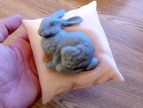 stanford bunny resting pillow scans replicas 3d-print 3d print scan scanning animal asus decoration decorative dollhouse meshmixer miniature opendollhouse scale-model scalemodel sculpture sleeping tiny xtion 3d print model - Mito3D