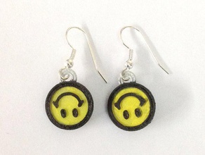 upside down smiley earrings cool face 3d print model - Mito3D