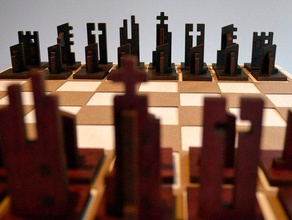 flat-pack set di scacchi gioco lasercut taglio laser legno 3d print model - Mito3D