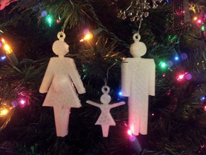 ornamento de la familia 3+ papá niña embarazada mamá no decoración navidad embarazo mujer 3d print model - Mito3D