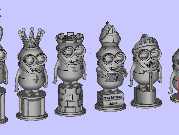 min chess set toys games despicable me minion 3D print model - Mito3D