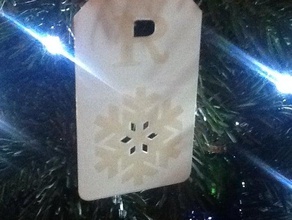 embossed snowflake gift tag monogram decor christmas tree ornament present 3d print model - Mito3D