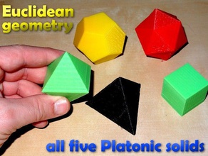 platonique solide géométrie euclidienne platonische koerper les mathématiques programme d'études le dodécaèdre hexaèdre l'icosaèdre makerbotacademymath l'octaèdre solides polyeder polyèdre polygones réguliers tétraèdre 3d print model - Mito3D