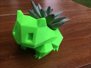 low poly bulbasaur plantador decoração low-poly pokemon 3d print model - Mito3D