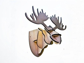 moose head jewelry stand other animal 3d art laser lasercut cutter lazzzor ornament useful wood 3d print model - Mito3D