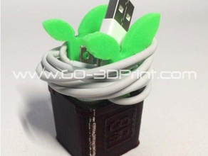 planter charging cable holder organizer apple iphone ipad ipod mobile charger leaf 3d print model - Mito3D