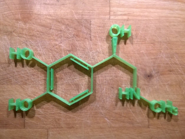 epinephrine biology adrenalin molecule structural formula 3D print model - Mito3D