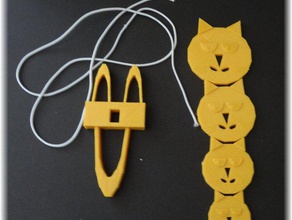 örme çatalı kendi fantezi tasarım kedi düğmesi birleştirdi etkileşimli sanat 3d print model - Mito3D