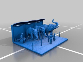 sirk filler hayvanlar diorama menagerie 3d print model - Mito3D