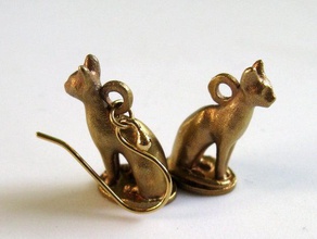 chat égyptien boucle d'oreille des boucles d'oreilles numériseur bijoux 3d print model - Mito3D