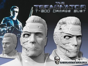 t-800 de daño busto 28mb personas esculpir t2 t800 terminator 3d print model - Mito3D