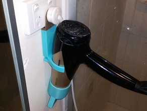 hair dryer attachment hanger bathroom clip holder 3d print model - Mito3D