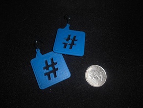 hashtag earring earrings internet symbol madfab twitter 3d print model - Mito3D