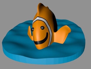 cute clownfish says hello creatures happy multimaterial multimaterials ocean water wave 3d print model - Mito3D