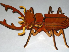stag beetle animals 3d puzzle insect laser lasercut 3d print model - Mito3D